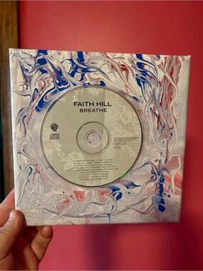 Faith Hill "Breathe" Album CD with Red, White & Blue Marble Painting 8x8